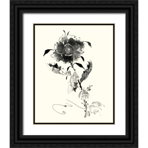 Studies in Ink - Rose I Black Ornate Wood Framed Art Print with Double Matting by Rae, Nan