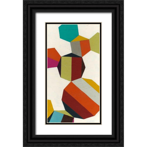 Poly-Rhythmic V Black Ornate Wood Framed Art Print with Double Matting by Vess, June Erica