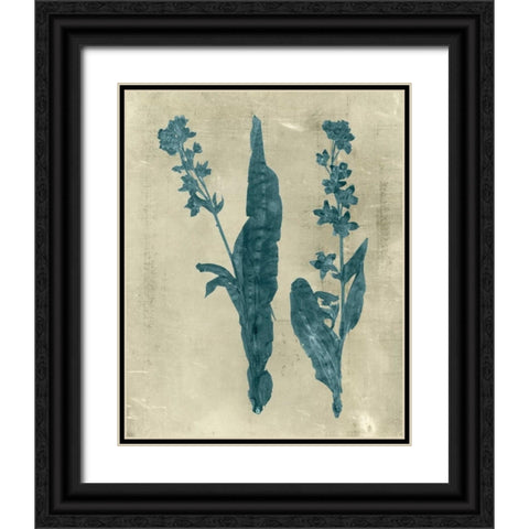 Impressions in Teal Black Ornate Wood Framed Art Print with Double Matting by Vision Studio