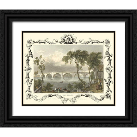Kew Bridge Black Ornate Wood Framed Art Print with Double Matting by Tombleson