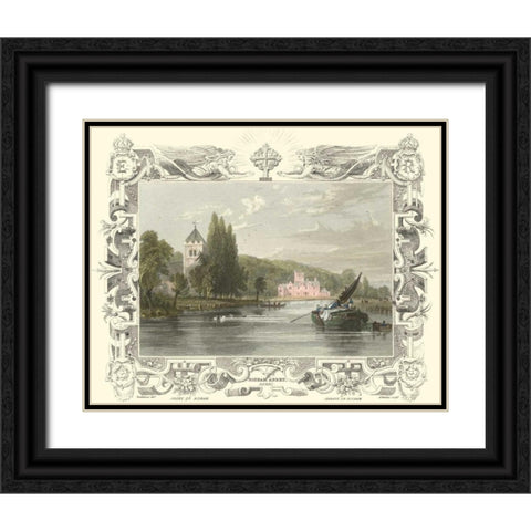Bisham Abbey Black Ornate Wood Framed Art Print with Double Matting by Tombleson