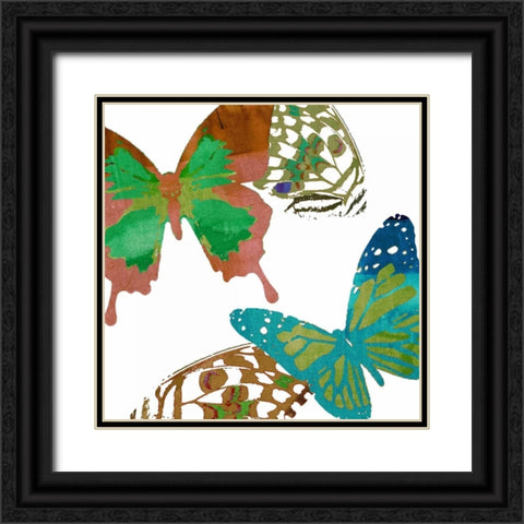 Scattered Butterflies I Black Ornate Wood Framed Art Print with Double Matting by Jasper, Sisa