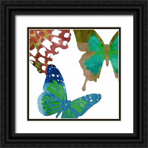 Scattered Butterflies II Black Ornate Wood Framed Art Print with Double Matting by Jasper, Sisa