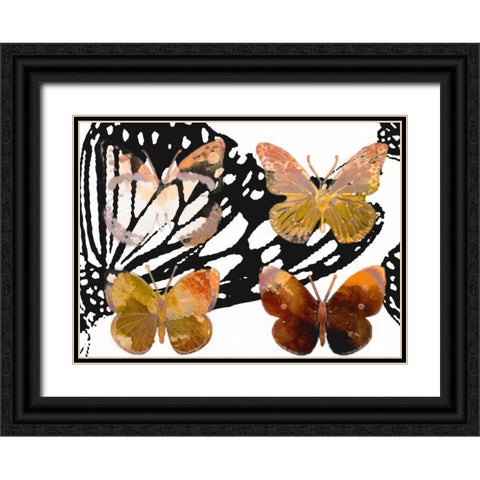 Layered Butterflies III Black Ornate Wood Framed Art Print with Double Matting by Jasper, Sisa