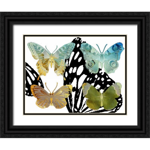 Layered Butterflies IV Black Ornate Wood Framed Art Print with Double Matting by Jasper, Sisa
