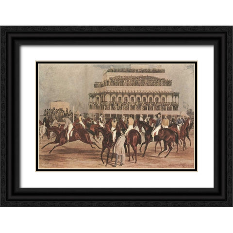 The Grand Steeple Chase I Black Ornate Wood Framed Art Print with Double Matting by Turner, F.C.