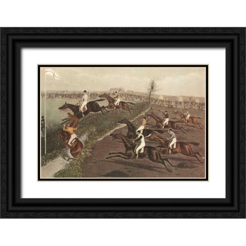 The Grand Steeple Chase II Black Ornate Wood Framed Art Print with Double Matting by Turner, F.C.