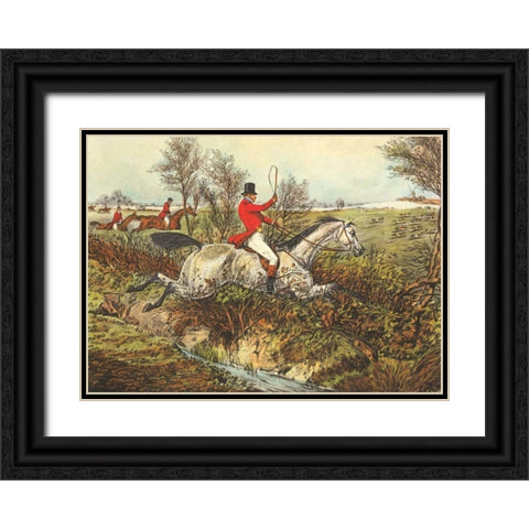 The English Hunt I Black Ornate Wood Framed Art Print with Double Matting by Henry, Alken