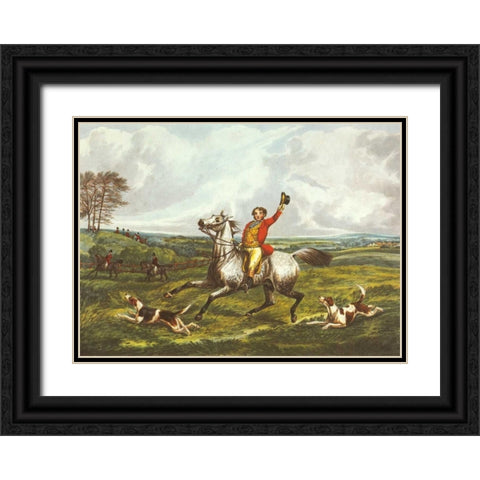 The English Hunt VI Black Ornate Wood Framed Art Print with Double Matting by Henry, Alken