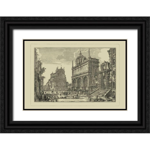 Piranesi View of Rome III Black Ornate Wood Framed Art Print with Double Matting by Piranesi