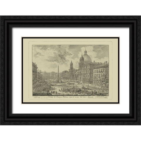Piranesi View of Rome VI Black Ornate Wood Framed Art Print with Double Matting by Piranesi