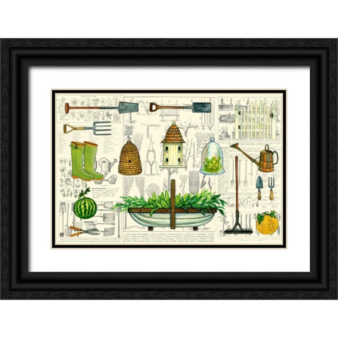 Garden Collection I Black Ornate Wood Framed Art Print with Double Matting by Joyner, Ginny