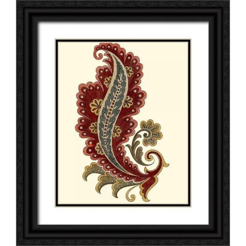 Jacobean Leaf I Black Ornate Wood Framed Art Print with Double Matting by Vision Studio