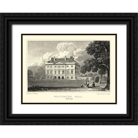 Wolterton Hall Black Ornate Wood Framed Art Print with Double Matting by Neale, J.P.