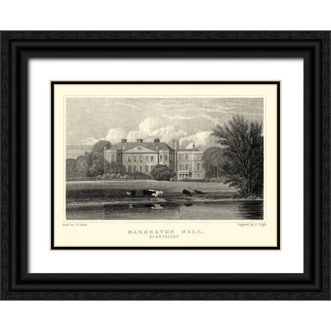 Markeaton Hall Black Ornate Wood Framed Art Print with Double Matting by Neale, J.P.