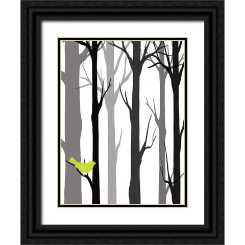 Forest Silhouette I Black Ornate Wood Framed Art Print with Double Matting by Vess, June Erica
