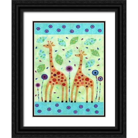 Giraffe Pair Black Ornate Wood Framed Art Print with Double Matting by Conway, Kim