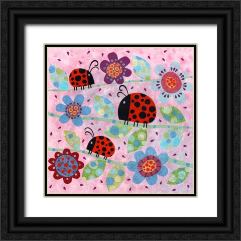 Lady Bugs Black Ornate Wood Framed Art Print with Double Matting by Conway, Kim