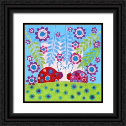 Ladybug Spots Black Ornate Wood Framed Art Print with Double Matting by Conway, Kim