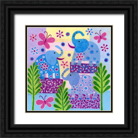 Elephant Sunshine Black Ornate Wood Framed Art Print with Double Matting by Conway, Kim