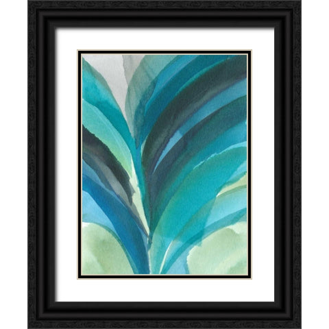 Big Blue Leaf II Black Ornate Wood Framed Art Print with Double Matting by Fuchs, Jodi
