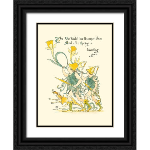 Shakespeares Garden IV (Daffodil) Black Ornate Wood Framed Art Print with Double Matting by Crane, Walter