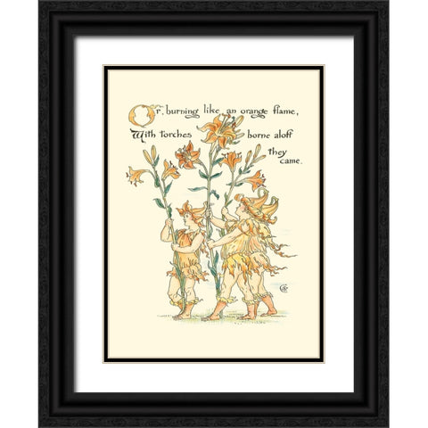 Shakespeares Garden VIII (Lily) Black Ornate Wood Framed Art Print with Double Matting by Crane, Walter