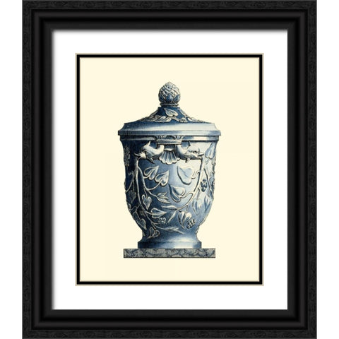 Blue Porcelain Urn I Black Ornate Wood Framed Art Print with Double Matting by Vision Studio