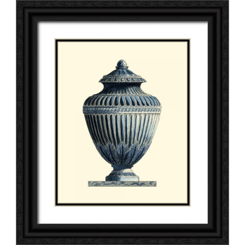Blue Porcelain Urn III Black Ornate Wood Framed Art Print with Double Matting by Vision Studio