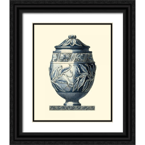 Blue Porcelain Urn IV Black Ornate Wood Framed Art Print with Double Matting by Vision Studio