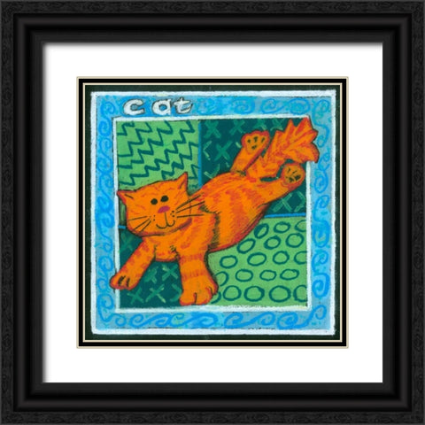 Whimsical Cat Black Ornate Wood Framed Art Print with Double Matting by L. Choate