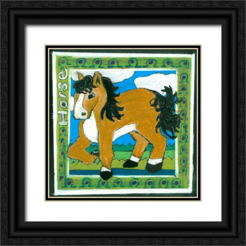 Whimsical Horse Black Ornate Wood Framed Art Print with Double Matting by L. Choate