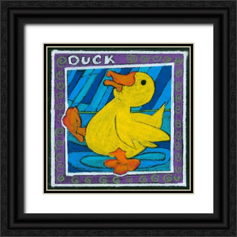 Whimsical Duck Black Ornate Wood Framed Art Print with Double Matting by L. Choate