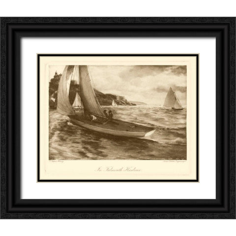 Falmouth Harbor Black Ornate Wood Framed Art Print with Double Matting by Henry, Napier