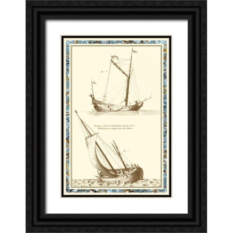 Ship Schematics II Black Ornate Wood Framed Art Print with Double Matting by Vision Studio