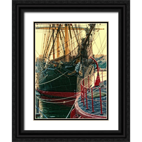 Tall Ships in Darling Harbour Black Ornate Wood Framed Art Print with Double Matting by Head, Danny