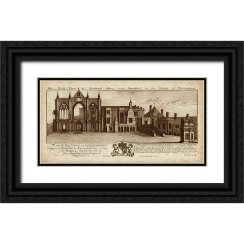 View of Newstead Abbey Black Ornate Wood Framed Art Print with Double Matting by Buck, Nathaniel