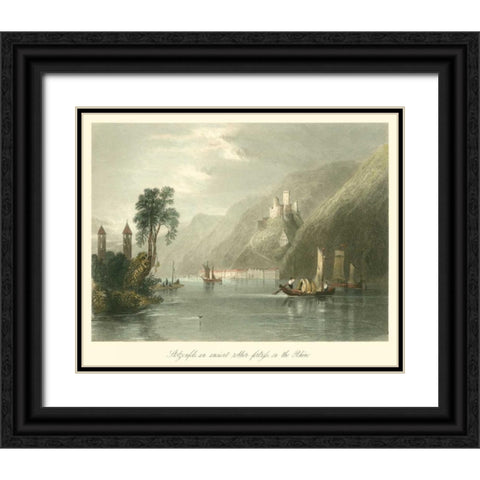 On the Rhine Black Ornate Wood Framed Art Print with Double Matting by Bartlett, W.H.