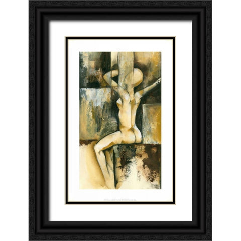 Contemporary Seated Nude II Black Ornate Wood Framed Art Print with Double Matting by Goldberger, Jennifer