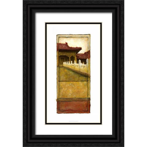 Oriental Panel II Black Ornate Wood Framed Art Print with Double Matting by Unknown