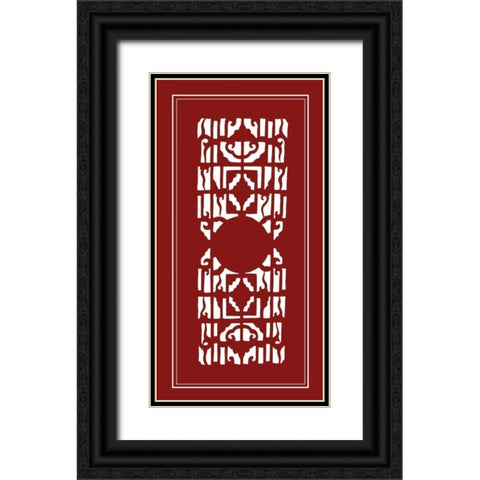 Shoji Screen in Cinnabar I Black Ornate Wood Framed Art Print with Double Matting by Vision Studio