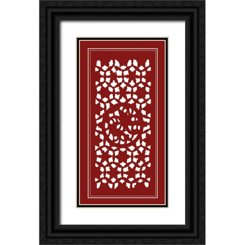 Shoji Screen in Cinnabar II Black Ornate Wood Framed Art Print with Double Matting by Vision Studio