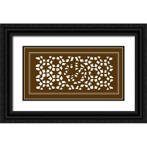 Shoji Screen in Brown II Black Ornate Wood Framed Art Print with Double Matting by Vision Studio