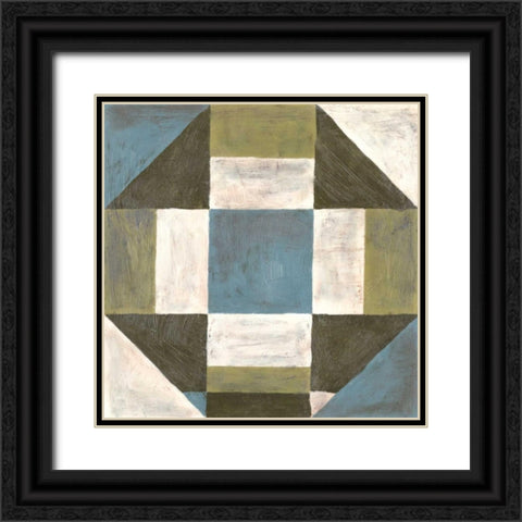 Patchwork Tile II Black Ornate Wood Framed Art Print with Double Matting by Lam, Vanna