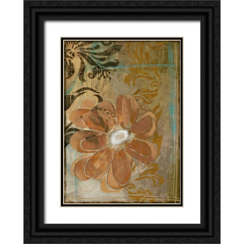 Floral Abstraction II Black Ornate Wood Framed Art Print with Double Matting by Goldberger, Jennifer