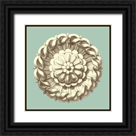 Celadon and Mocha Rosette IV Black Ornate Wood Framed Art Print with Double Matting by Vision Studio
