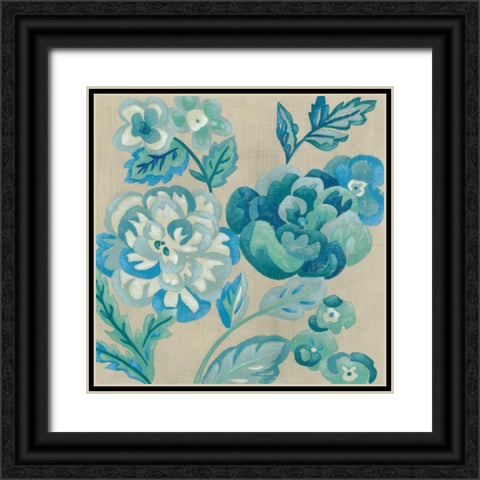 Turquoise Chintz I Black Ornate Wood Framed Art Print with Double Matting by Zarris, Chariklia