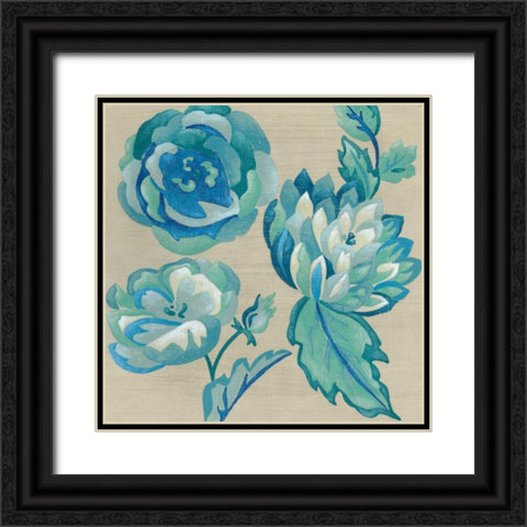 Turquoise Chintz II Black Ornate Wood Framed Art Print with Double Matting by Zarris, Chariklia