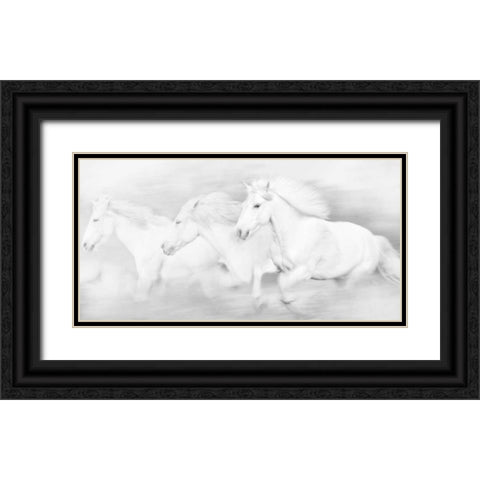 All the White Horses Black Ornate Wood Framed Art Print with Double Matting by PHBurchett