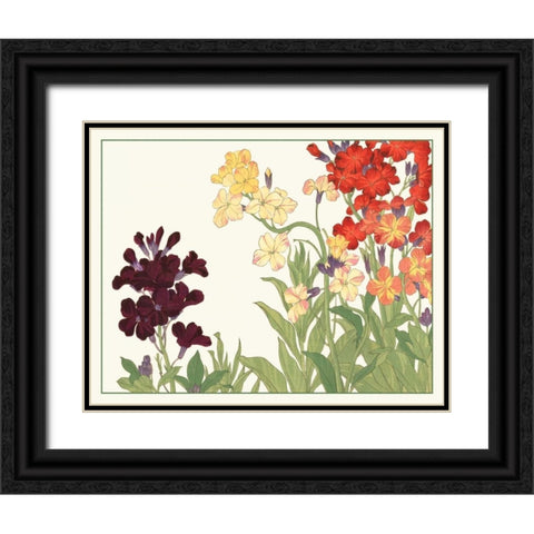 Japanese Flower Garden I Black Ornate Wood Framed Art Print with Double Matting by Konan, Tanigami